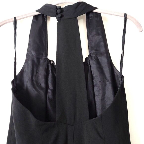 Vtg BB Collections Halter Maxi Sheath Dress Sz 6 Black Slit Formal Prom Dressy - Picture 4 of 8